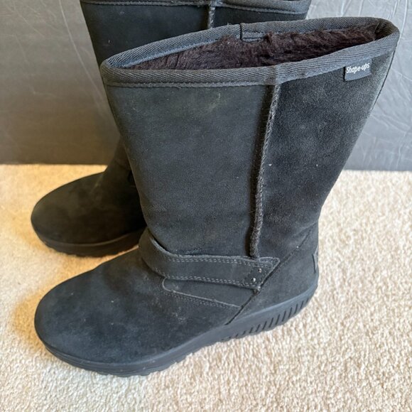 Skechers Shape Ups Women's Winter Boots Size 7 Black Suede Faux Fur - Picture 3 of 11